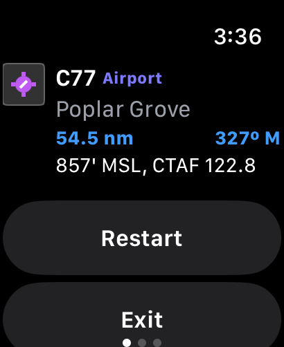 Fly Baby end navigation screen