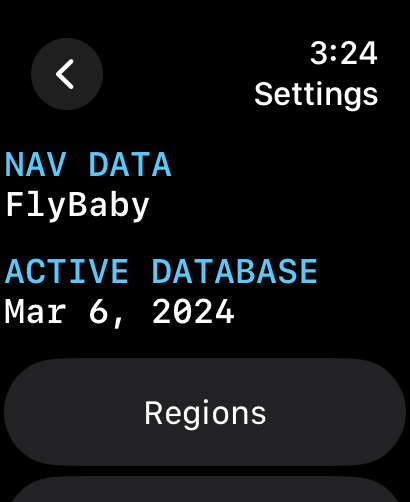 Fly Baby settings screen