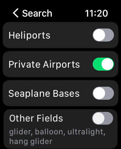 Fly Baby airports screen